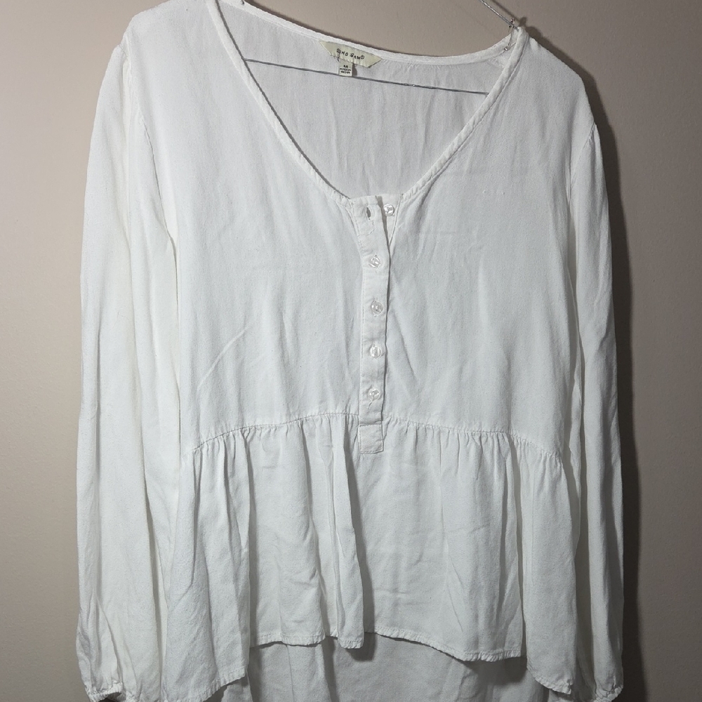 Peplum Henley Tunic Top in White